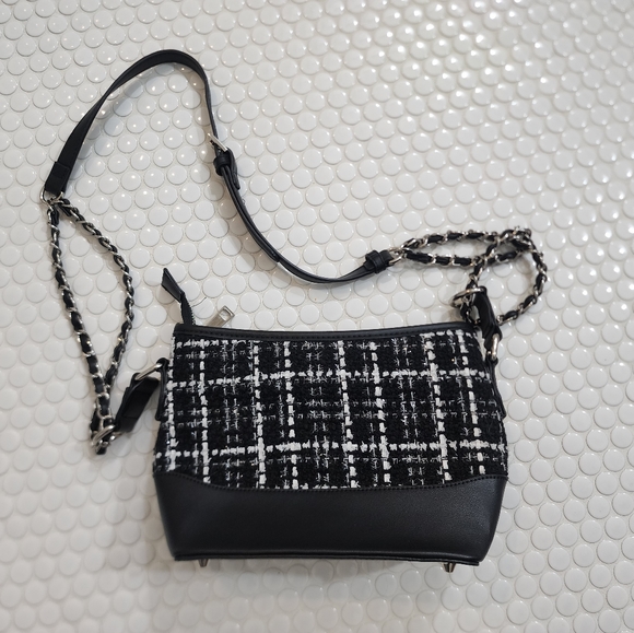 Le Chateau black and white plaid purse NWOT - Picture 1 of 5
